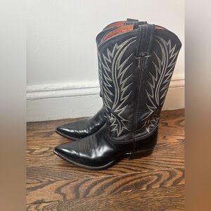 Vintage Nocona Black Leather Cowboy Boots